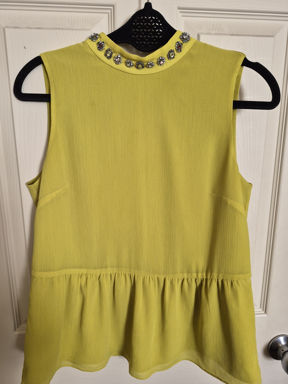 Size S J. Crew Yellow Embellished Mock Neck Peplum Camisole